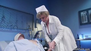 Busty mature nurse dominates male patient